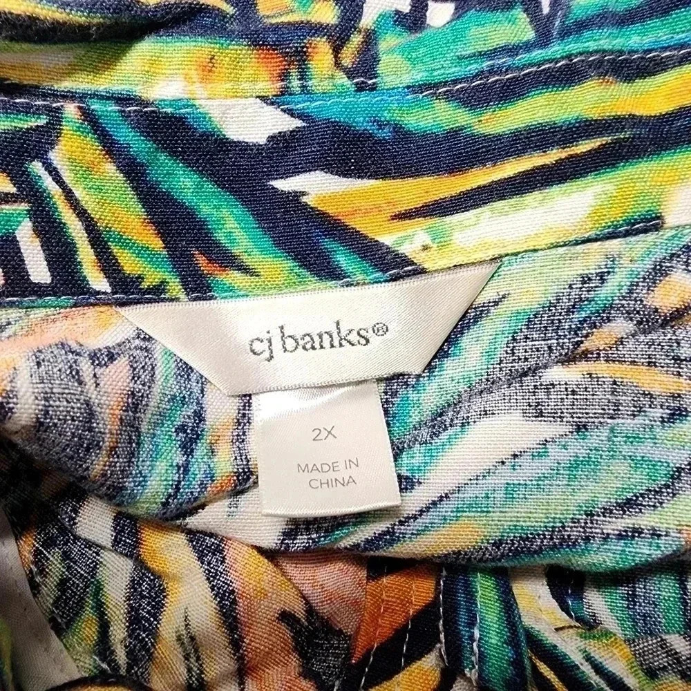 CJ BANKS TROPICAL DESIGN MULTICOLOR PLUS SIZE 2X BLAZER - Picture 6 of 10